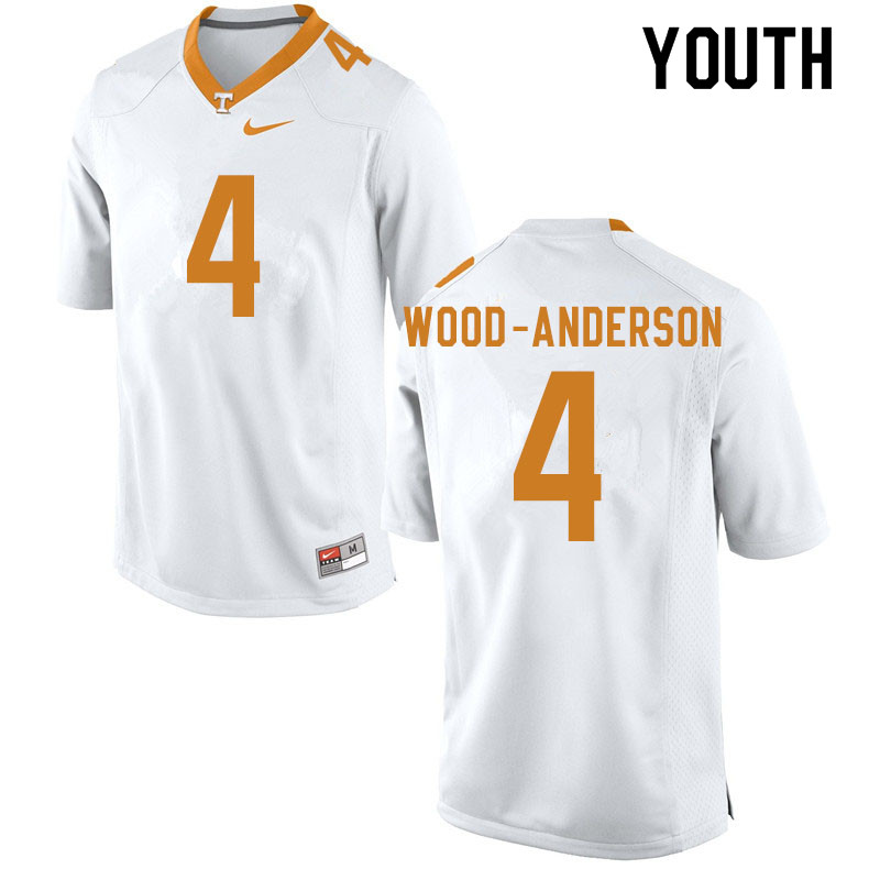 Youth #4 Dominick Wood-Anderson Tennessee Volunteers College Football Jerseys Sale-White